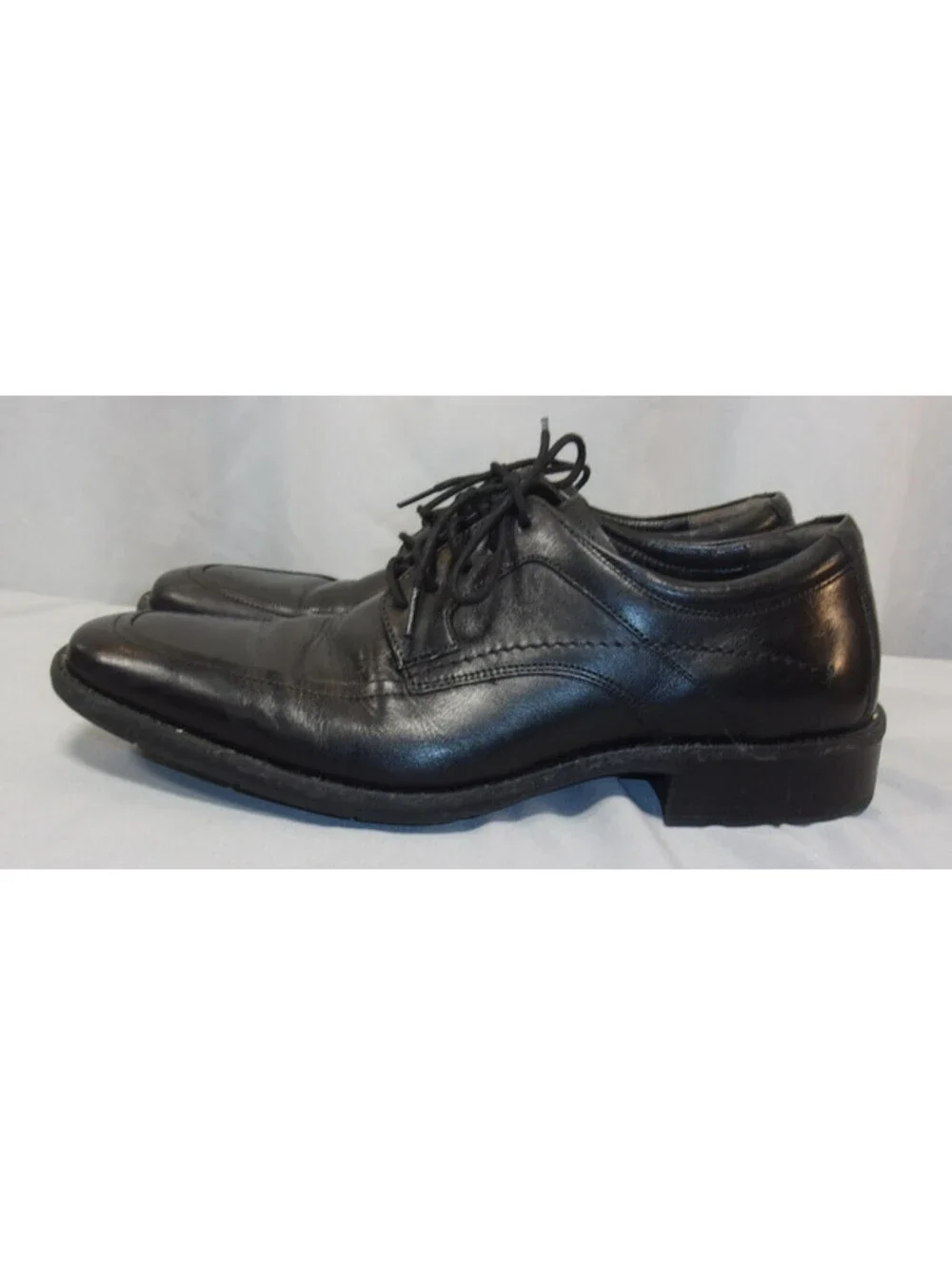 DESIGNER JOHNSTON & MURPHY SHEEPSKIN LACE UP OXFORDS BLACK SHOES MEN SIZE 8 1/2M